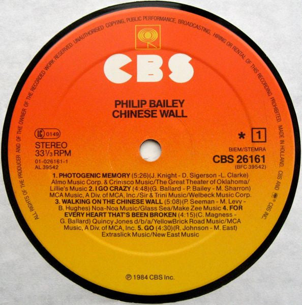 Philip Bailey - Chinese Wall (LP Tweedehands) - Discords.nl