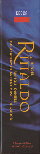 Georg Friedrich Händel â Cecilia Bartoli ⢠David Daniels (3) ⢠Bernarda Fink ⢠Gerald Finley ⢠Luba Orgonasova ⢠Daniel Taylor (3) ⢠Academy Of Ancient Music, The ⢠Christopher Hogwood - Rinaldo (CD) - Discords.nl