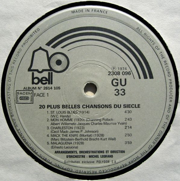 Michel Legrand - Les Vingt Plus Belles Chansons Du Siecle (LP Tweedehands) - Discords.nl