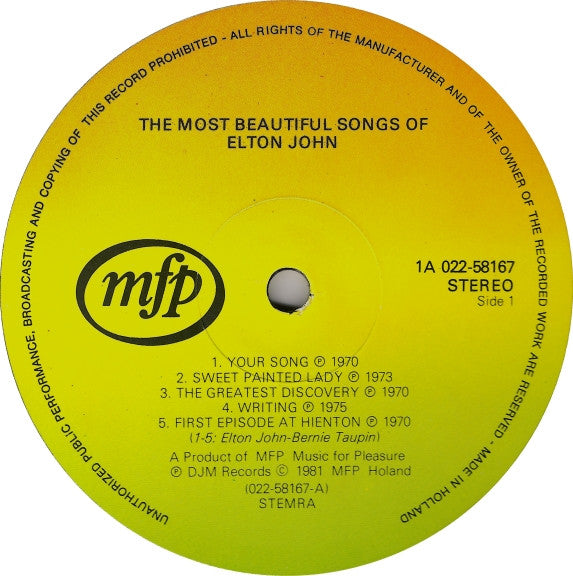 Elton John - The Most Beautiful Songs Of Elton John (LP Tweedehands) - Discords.nl