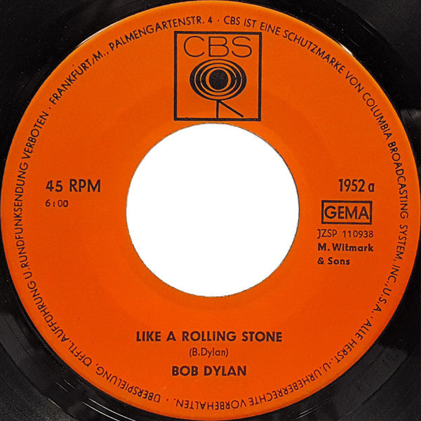 Bob Dylan - Like A Rolling Stone / Gates Of Eden (7-inch Tweedehands) - Discords.nl