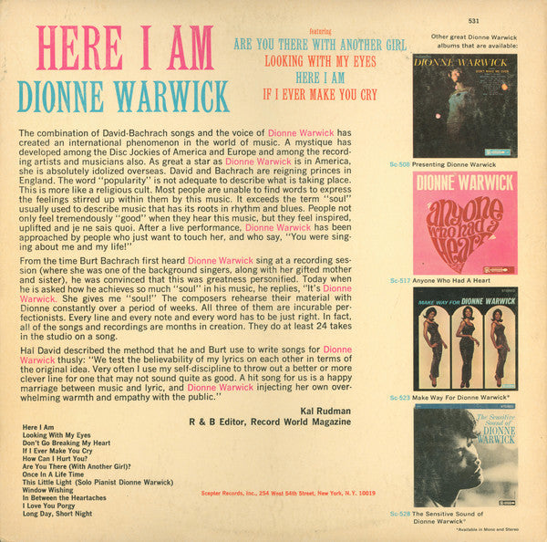 Dionne Warwick - Here I Am (LP Tweedehands) - Discords.nl