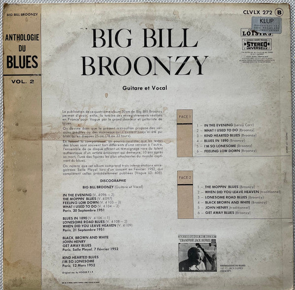 Big Bill Broonzy - Anthologie Du Blues Vol. 2 (LP Tweedehands) - Discords.nl