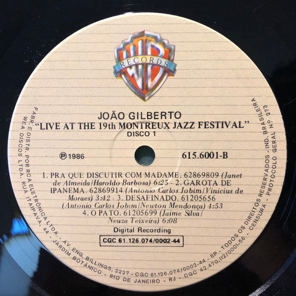 João Gilberto - Live At The 19th Montreux Jazz Festival (LP Tweedehands) - Discords.nl