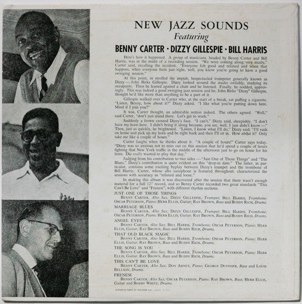 Benny Carter, Dizzy Gillespie, Bill Harris - New Jazz Sounds (LP Tweedehands) - Discords.nl