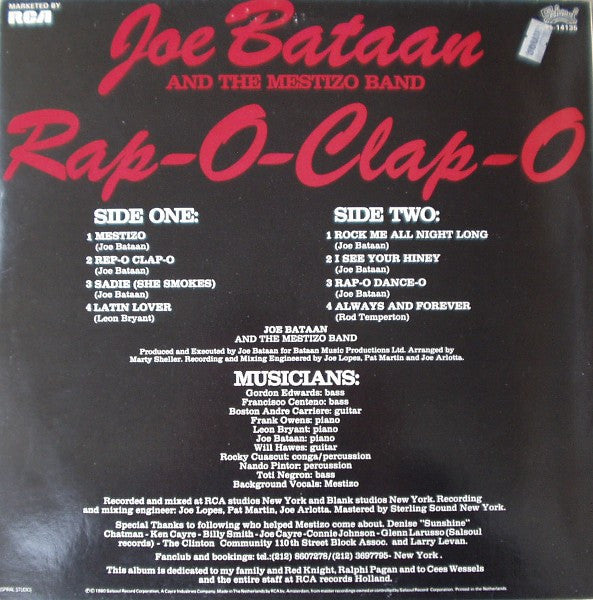 Joe Bataan And The Mestizo Band - Rap-O Clap-O (LP Tweedehands) - Discords.nl