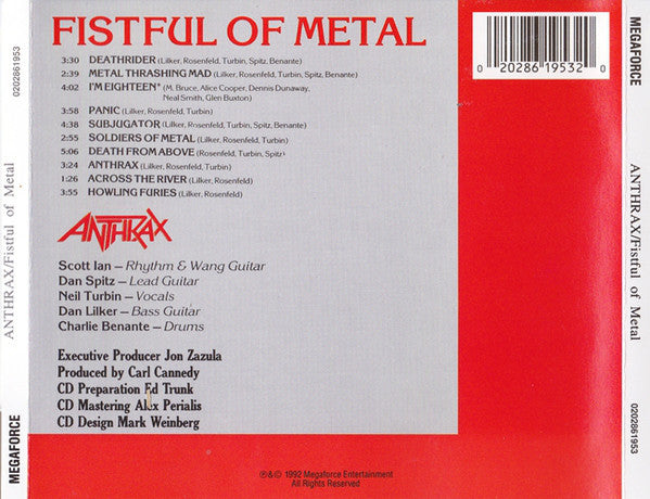 Anthrax : Fistful Of Metal (CD, Album, RE)