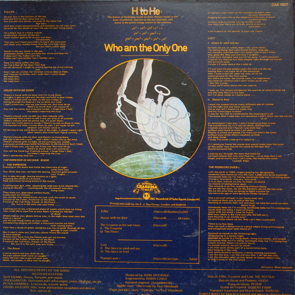 Van Der Graaf Generator : H To He Who Am The Only One (LP, Album)