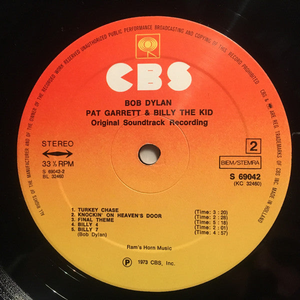 Bob Dylan : Pat Garrett & Billy The Kid - Original Soundtrack Recording (LP, Album)
