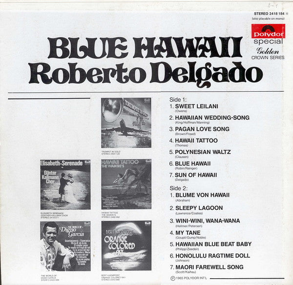 Roberto Delgado : Blue Hawaii (LP, Album, RE)