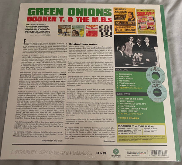 Booker T & The MG's : Green Onions (LP, Album, Ltd, RE, RM, Gre)