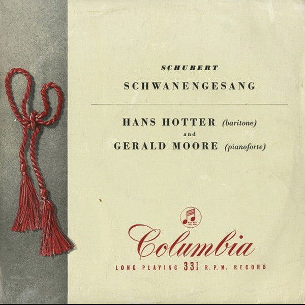 Franz Schubert, Hans Hotter, Gerald Moore : Schwanengesang (Swan Song) Song Cycle (D.957) (LP, Mono)