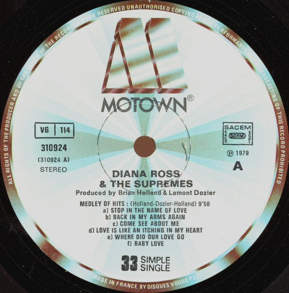 The Supremes : Medley Of Hits (12")