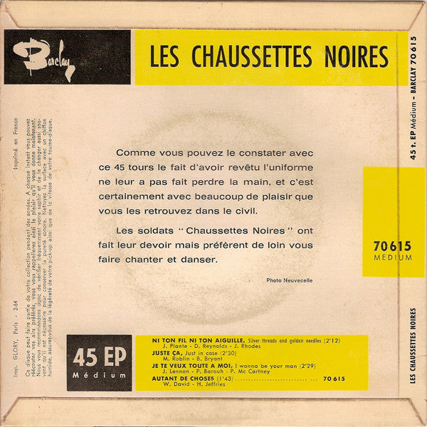 Les Chaussettes Noires : Ni Ton Fil Ni Ton Aiguille (7", EP)