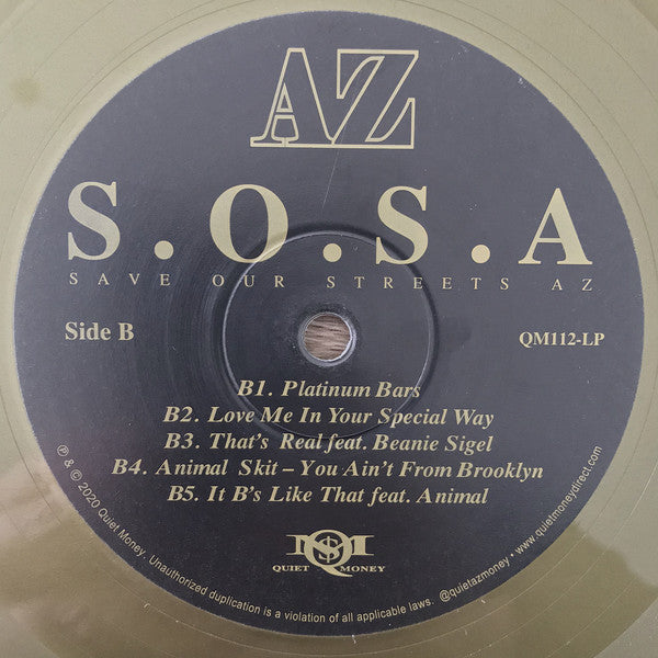 AZ : S.O.S.A. (Save Our Streets AZ) (LP, Album, Ltd, RE, Gol)