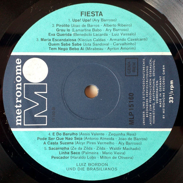 Luis Bordon En Zijn Brasilianos : Fiesta (LP, Album, RE)