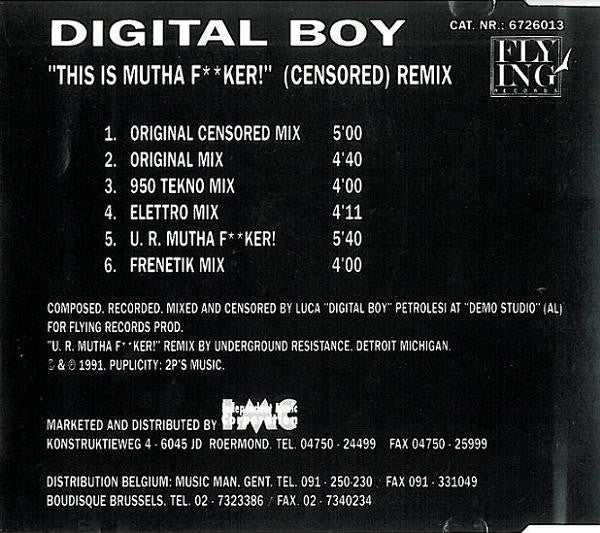 Digital Boy : This Is Mutha F**ker! (Censored) Remix (CD, Single)