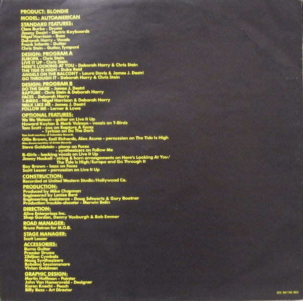Blondie : Autoamerican (LP, Album)