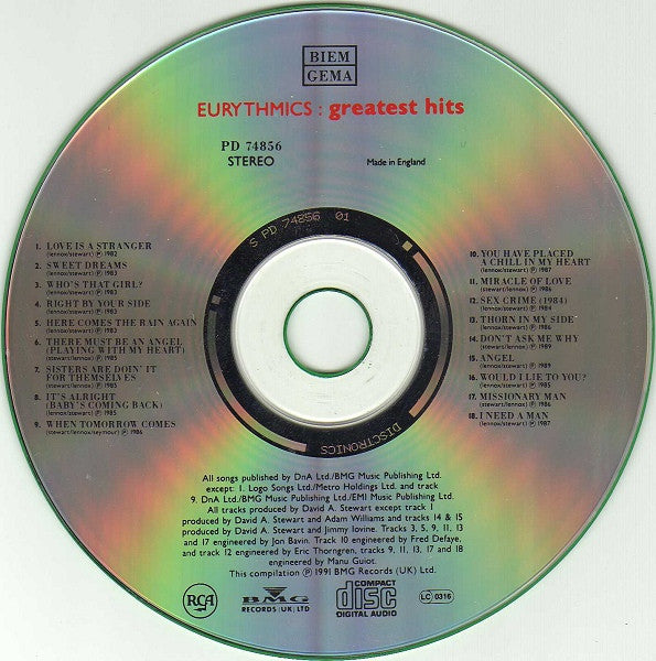 Eurythmics : Greatest Hits (CD, Comp)