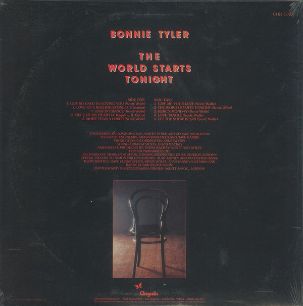 Bonnie Tyler : The World Starts Tonight (LP, Album)