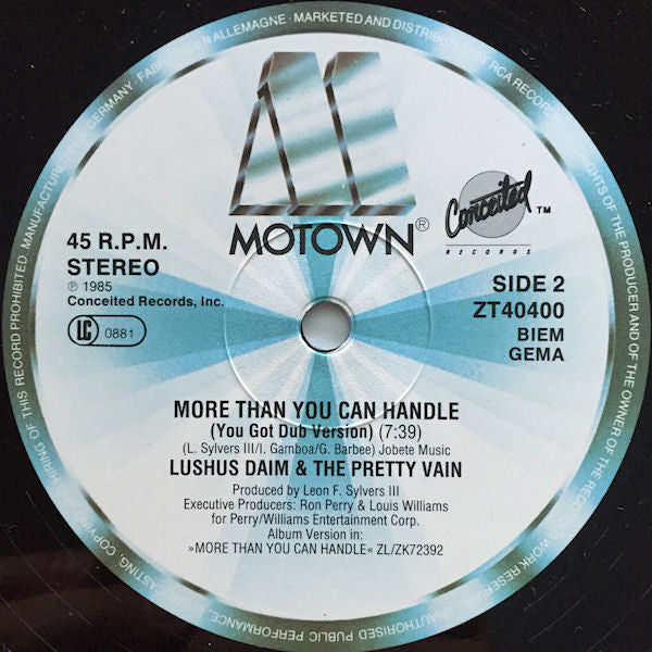 Lushus Daim & The Pretty Vain : More Than You Can Handle (12", Single)