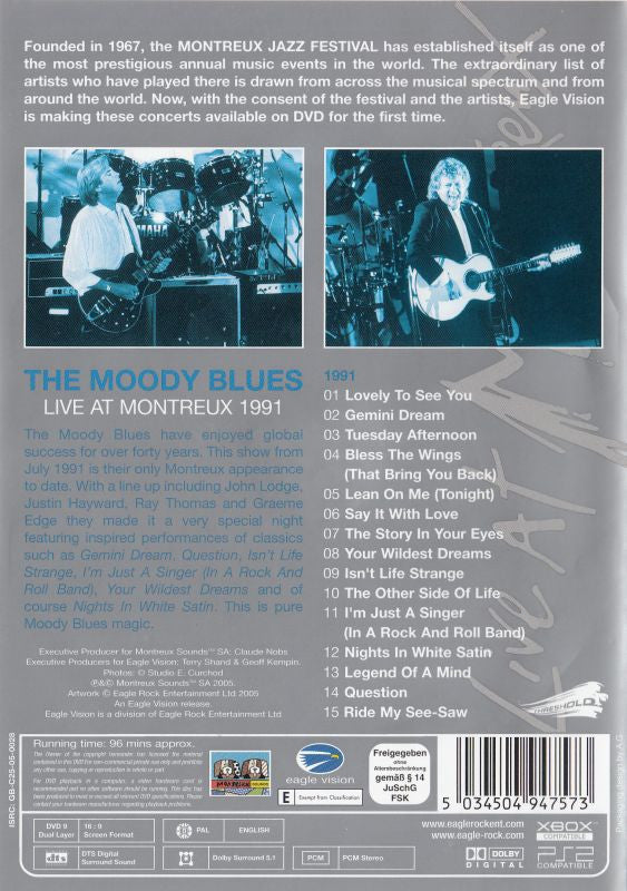 The Moody Blues : Live At Montreux 1991 (DVD-V, Multichannel, PAL, Reg)