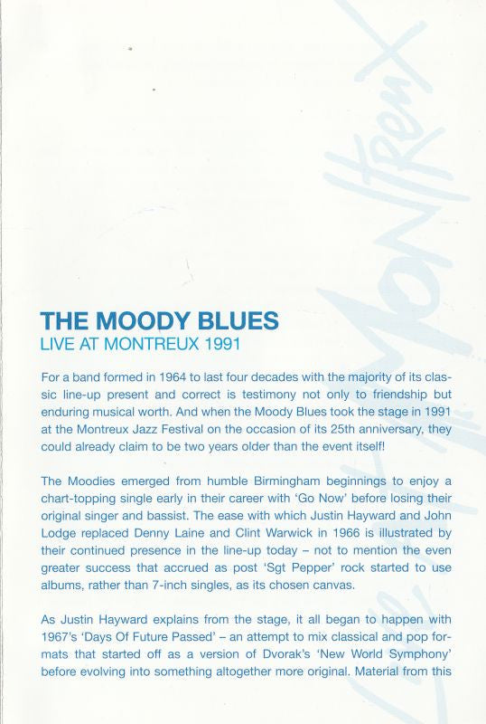 The Moody Blues : Live At Montreux 1991 (DVD-V, Multichannel, PAL, Reg)