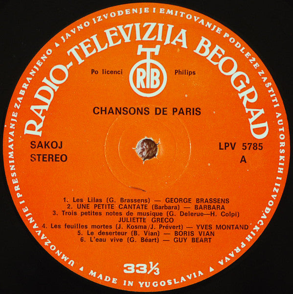 Various : Chansons De Paris (LP, Comp)