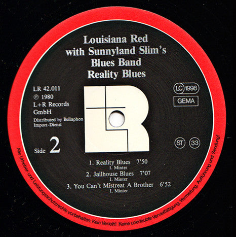 Louisiana Red With Sunnyland Slim Blues Band And Carey Bell : Reality Blues (LP, Album)