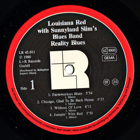 Louisiana Red With Sunnyland Slim Blues Band And Carey Bell : Reality Blues (LP, Album)