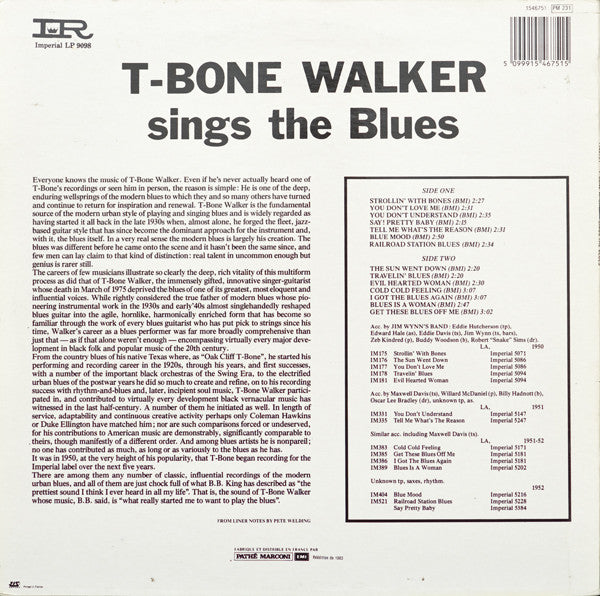 T-Bone Walker : Sings The Blues (LP, Mono, RE)