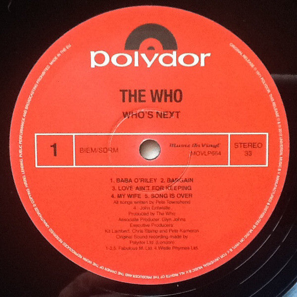 The Who : Who's Next (LP, Album, RE, RM, 180)