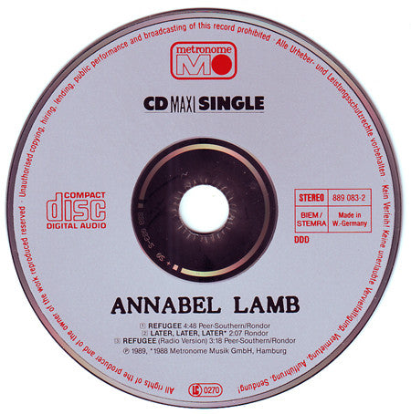 Annabel Lamb : Refugee (CD, Maxi)