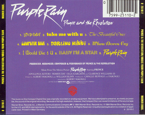 Prince And The Revolution : Purple Rain (CD, Album, Tar)