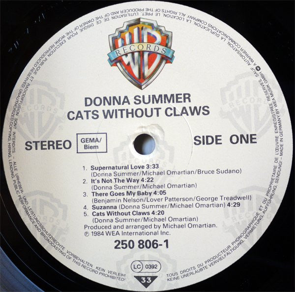 Donna Summer : Cats Without Claws (LP, Album)