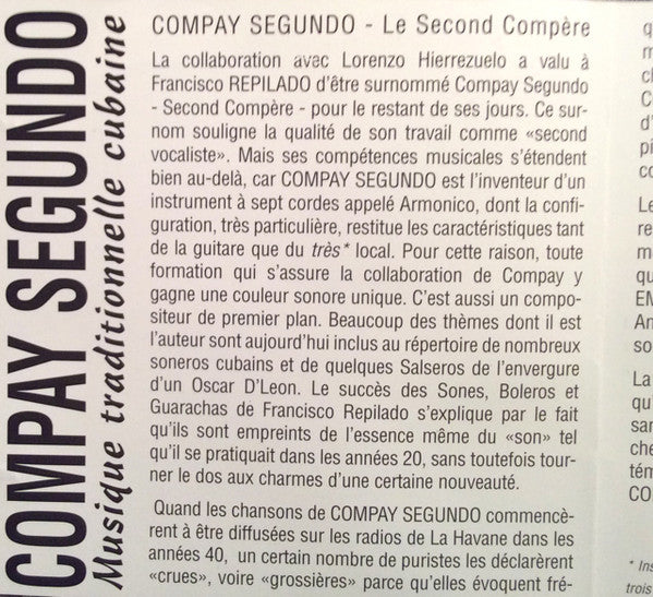 Compay Segundo : Musique Traditionelle Cubaine (CD, Album, RM)