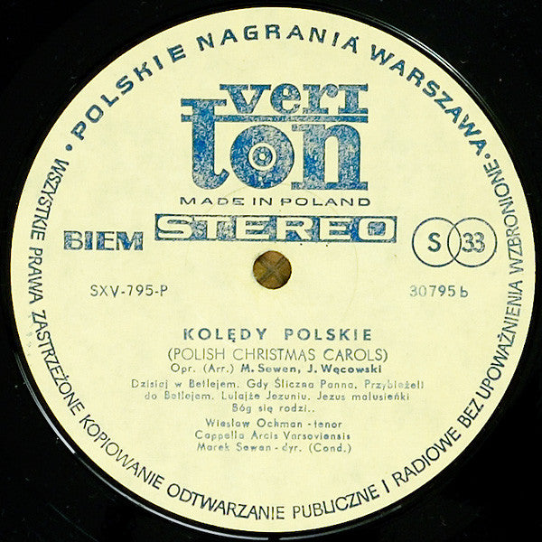 Wiesław Ochman : Kolędy Polskie. Polish Christmas Carols (LP, RP, Cre)
