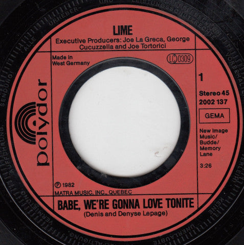 Lime (2) : Babe, We're Gonna Love Tonite (7", Single)