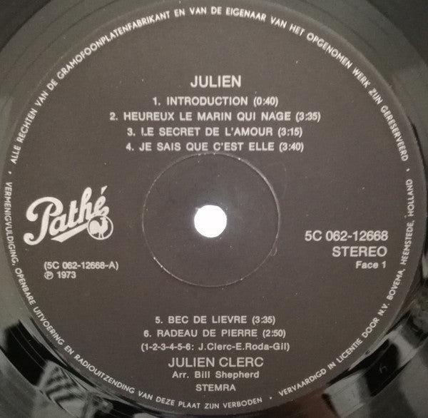 Julien Clerc : Julien (LP, Album, Gat)
