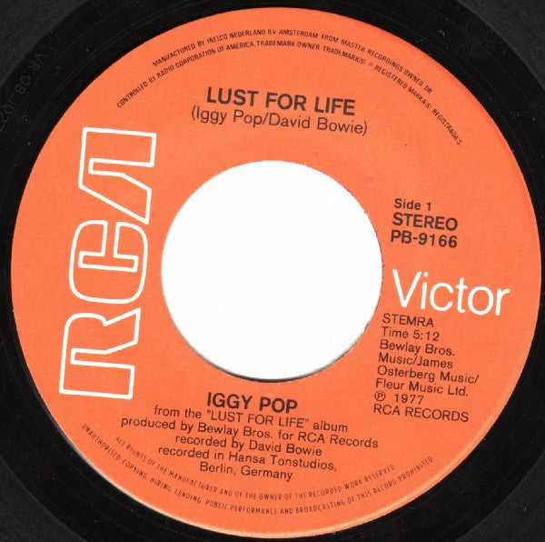 Iggy Pop : Lust For Life / Success (7", Gen)