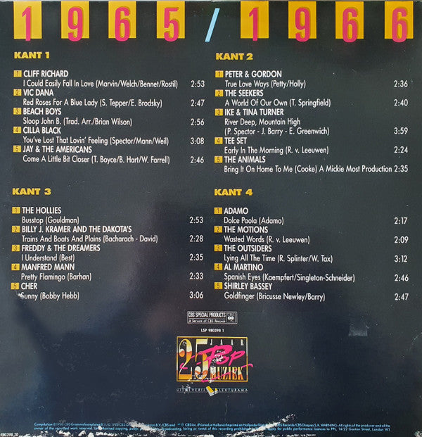 Various : 25 Jaar Popmuziek - 1965/1966 (2xLP, Comp, Gat)