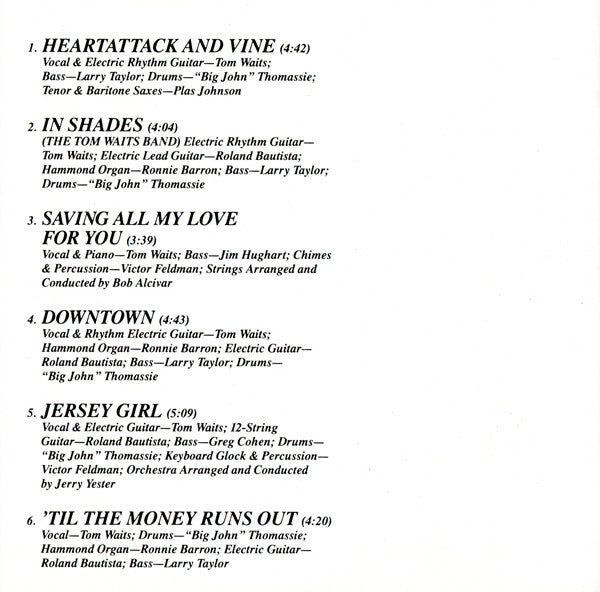 Tom Waits : Heartattack And Vine (CD, Album, RE)