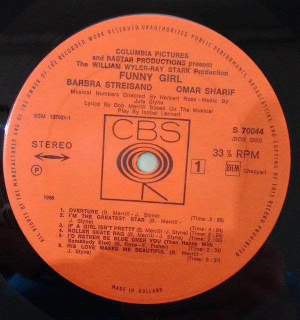 Jule Styne / Barbra Streisand / Omar Sharif : Funny Girl (The Original Sound Track Recording) (LP, Album, Gat)