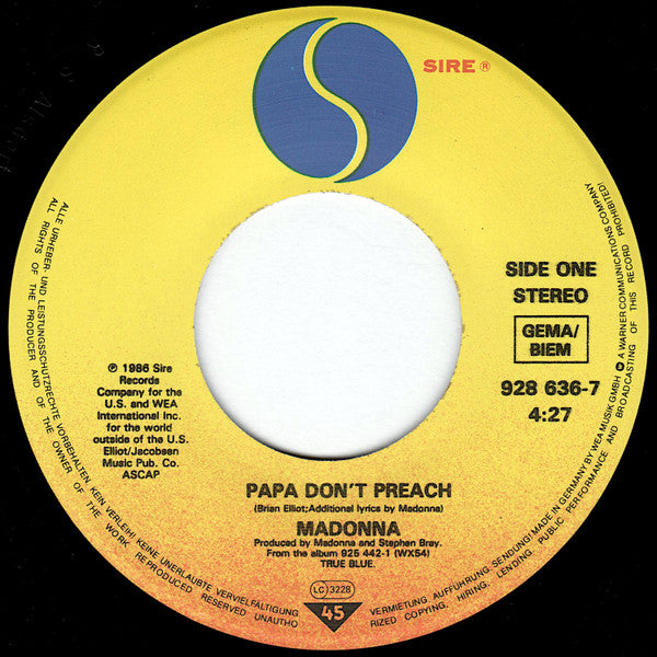 Madonna - Papa Don't Preach (7-inch Tweedehands) - Discords.nl