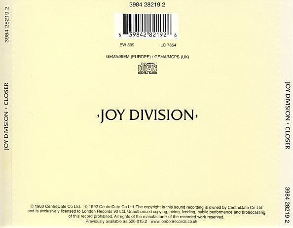 Joy Division - Closer (CD Tweedehands) - Discords.nl