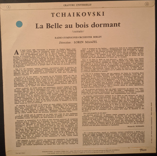 Pyotr Ilyich Tchaikovsky - Radio-Symphonie-Orchester Berlin, Lorin Maazel - La Belle Au Bois Dormant (Extraits) (LP Tweedehands) - Discords.nl
