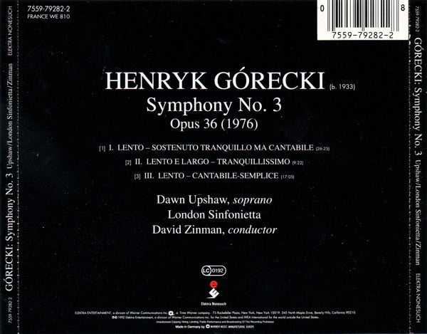 Henryk Górecki / Dawn Upshaw, London Sinfonietta, David Zinman - Symphony No. 3 (CD) - Discords.nl