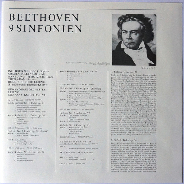 Gewandhausorchester Leipzig, Ludwig van Beethoven, Franz Konwitschny - Sämtliche Sinfonien Gewandhausorchester Leipzig (LP Tweedehands) - Discords.nl