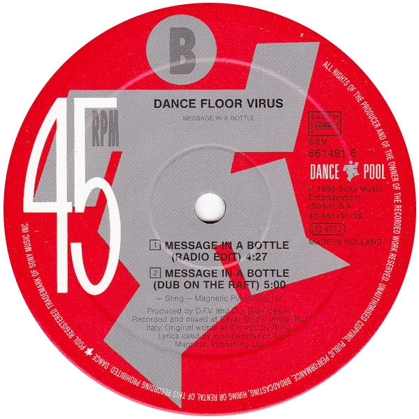 Dance Floor Virus - Message In A Bottle (12" Tweedehands) - Discords.nl