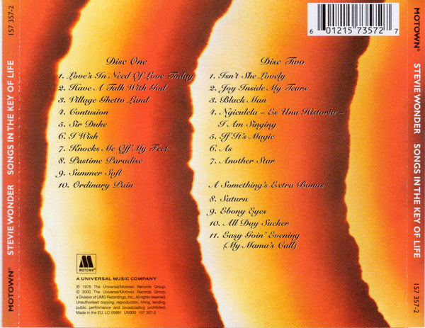 Stevie Wonder - Songs In The Key Of Life (CD) - Discords.nl